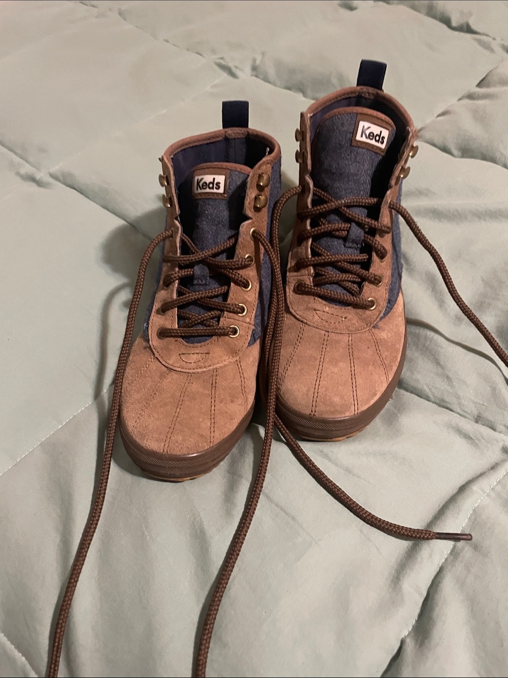 Keds Brown Suede and Navy High-Top Sneakers